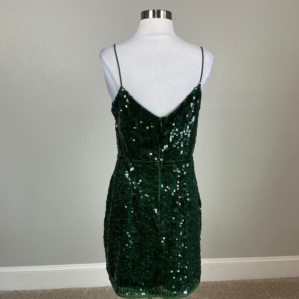 Mac Duggal 93646 Green Cocktail Party Dress Sequined V-Neck Mini Sheath Size 6 - Picture 7 of 13